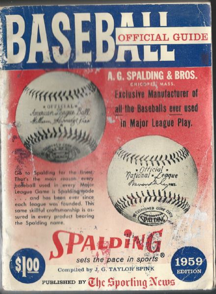 1959 TSN Official Baseball Guide with Spalding Baseballs Cover