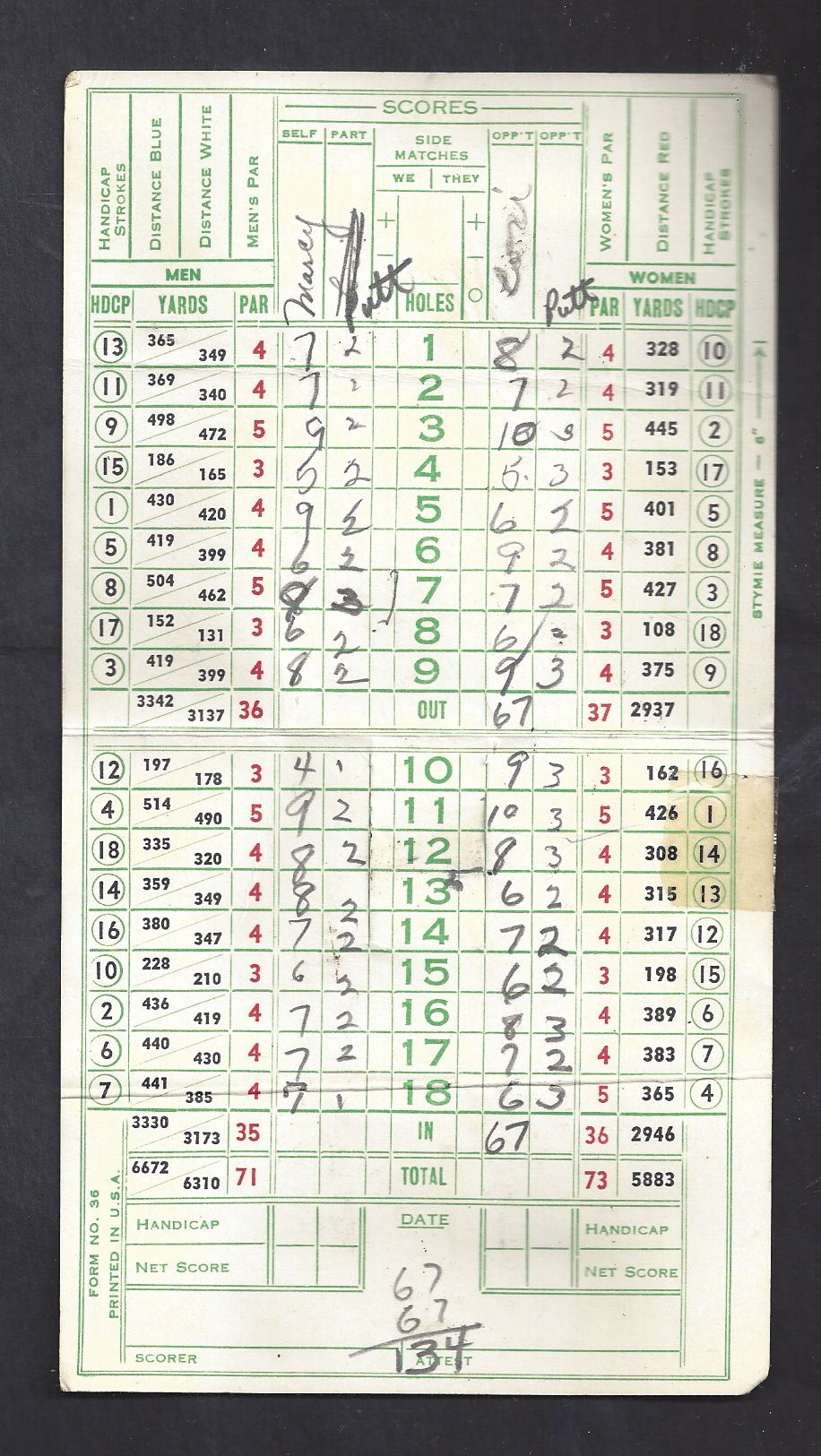 Lot Detail 1950's Green Valley (Pa.) Country Club Golf Scorecard