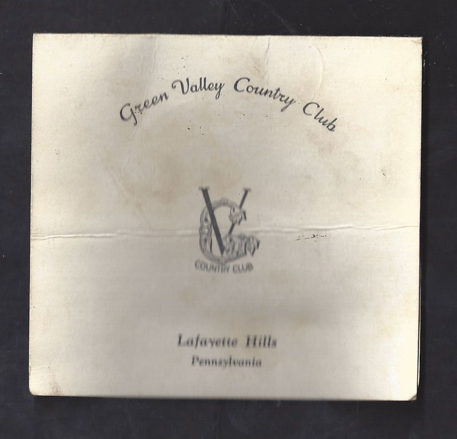 Lot Detail 1950's Green Valley (Pa.) Country Club Golf Scorecard