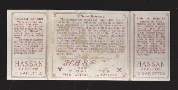 1912 T202 Triple Fold Card - Edward Barger & William Bergen
