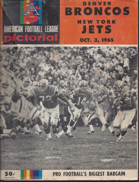 1965 Denver Broncos (AFL) vs NY Jets Official Program 