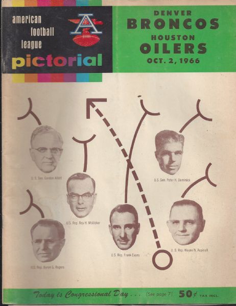 1966 Denver Broncos (AFL) vs Houston Oilers Official Program 