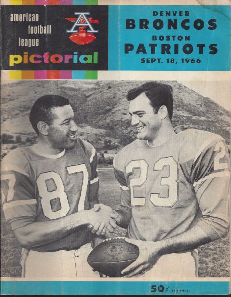 1966 Denver Broncos (AFL) vs Boston Patriots Official Program 