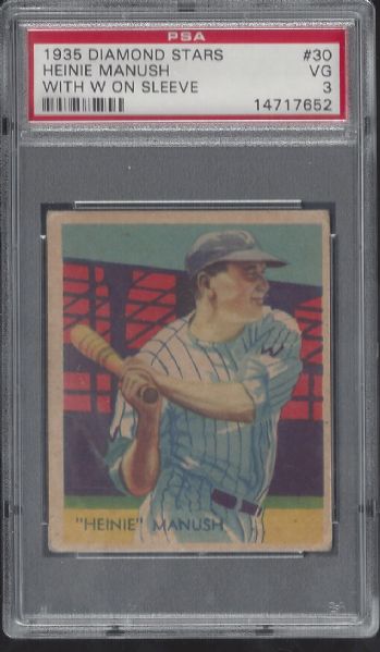 1935 Heinie Manush (HOF) Diamond Stars Baseball Card - Graded PSA 3