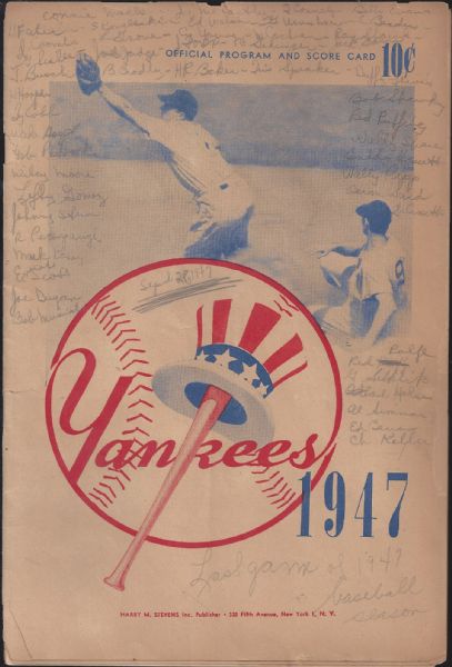 1947 NY Yankees (Championship Year) Official Program - Lesser Condition