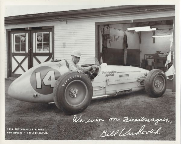 1954 Indianapolis 500 Winner - Bill Vukovich - Firestone Tire Co. Issued Photo 