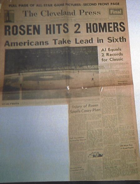 1954 MLB All-Star Game at Cleveland - Front Page of Cleveland Press 