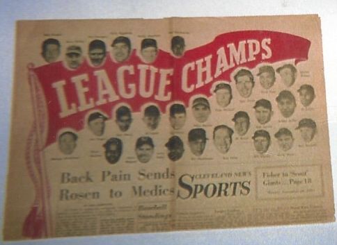 1954 Cleveland Indians Clinch AL Pennant - Full Page Player Montage from The Cleveland News