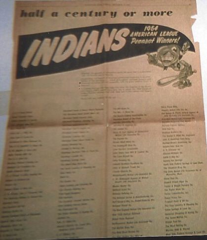 1954 Cleveland Indians Clinch AL Pennant - Chief Wahoo Full Page Supporters Paper