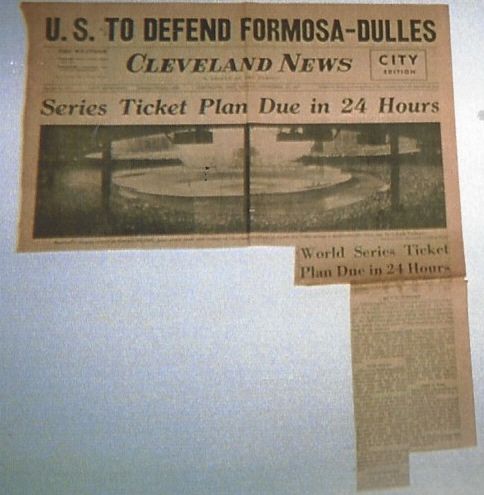 1954 World Series at Cleveland - One Partial Page of Ticket Plan Headline from The Cleveland News
