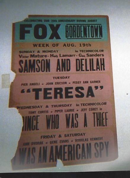 C. Late 1940's Fox Theater (Bordentown, NJ) Large Size Broadside with Victor Mature & Hedy Lamarr