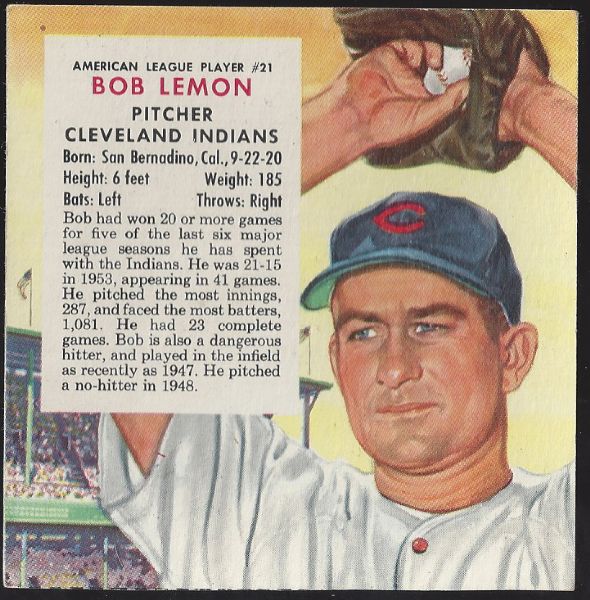 1955 Bob Lemon (HOF) Red Man Tobacco Card Missing Tab 