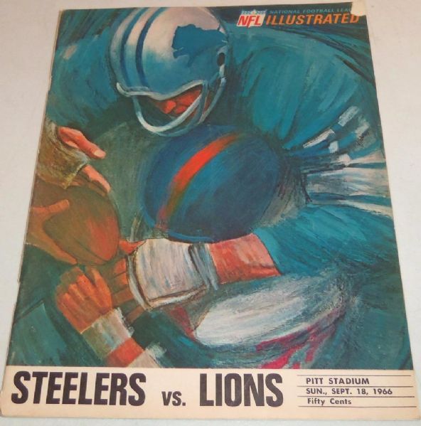 1966 Pittsburgh Steelers (NFL) Program vs Detroit Lions
