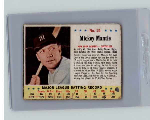 1963 Mickey Mantle (HOF) Jello Box Card