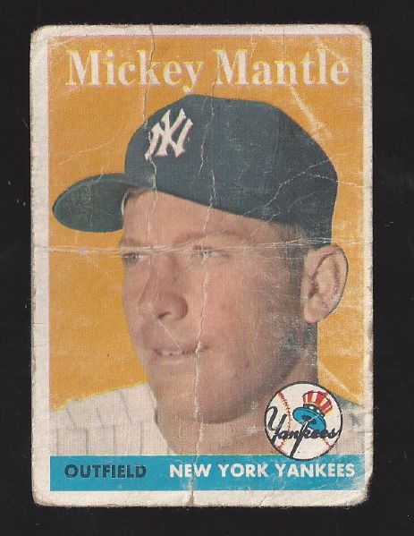 1958 Mickey Mantle Topps Baseball card - Lesser Condition
