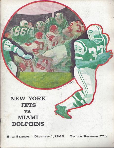 1968 NY Jets (AFL) vs. Miami Dolphins Official Program at Shea Stadium 