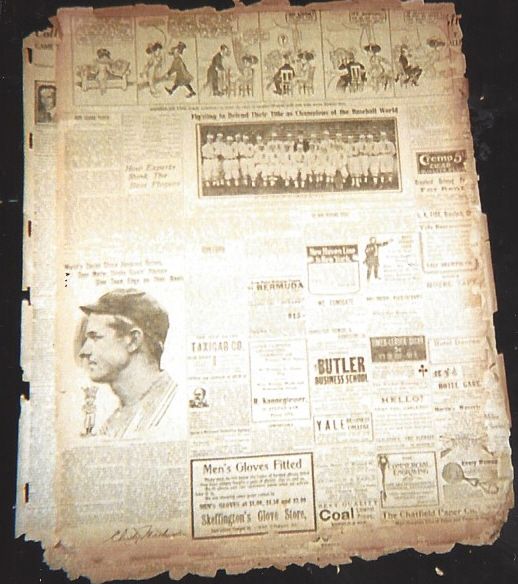 1911  World Series (A's vs Giants) Large Size Display Paper with defending Champion A's and Christy Mathewson