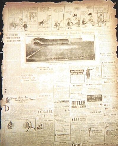 1911 World Series (A's vs Giants) Large Size One Page Display Paper with large panel of Shibe Park