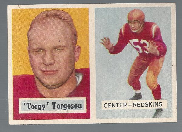1957 Topps Football Better Grade Card - Torgy Torgeson (Washington Redskins)