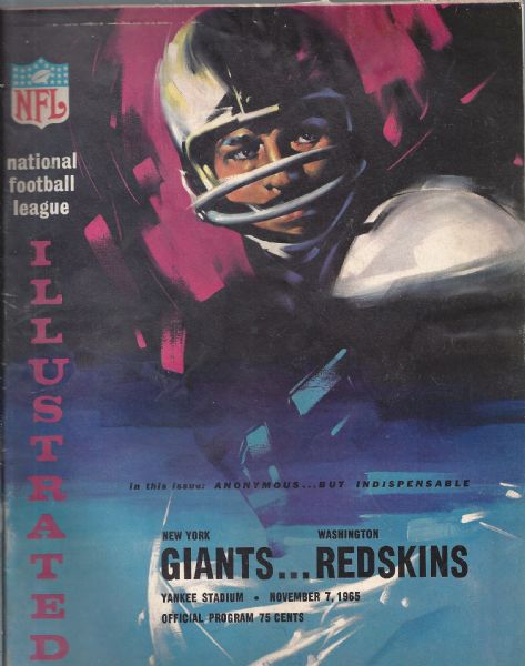 1965 NY Giants (NFL) vs Washingtom Redskins Program