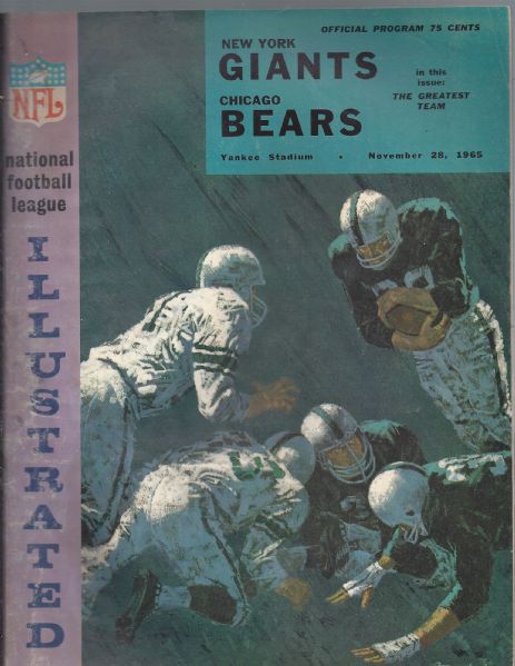 1965 NY Giants (NFL) vs Chicago Bears Program