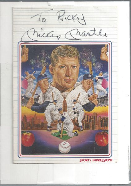 Mickey Mantle Personalized Autographed Generic Card in a Frame