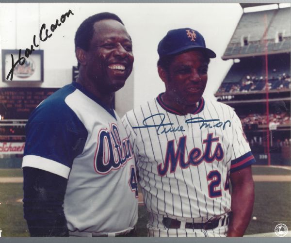 Hank Aaron & Willie Mays Autographed 8 x 10 Color Photo
