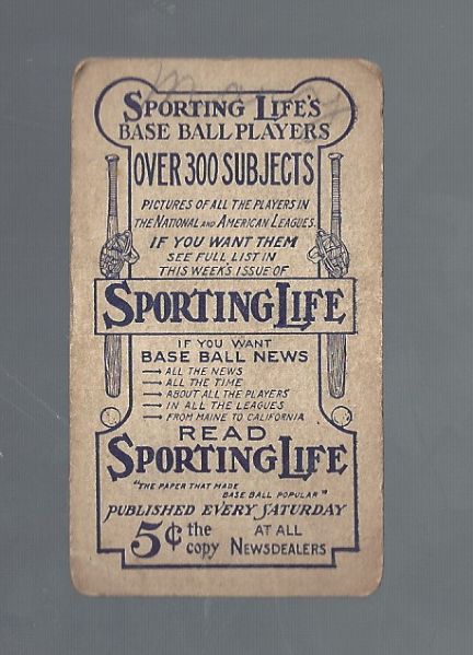 1911 M116 Stuffy McInnes (Philadelphia A's) Sporting Life Baseball Card