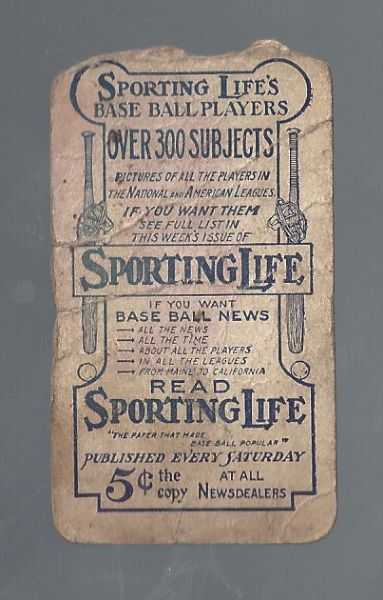 1911 M116 Archer (Chicago) Sporting Life Baseball Card