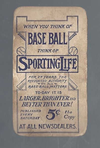 1911 M116 Rube Oldring (Philadelphia A's) Sporting Life Baseball Card