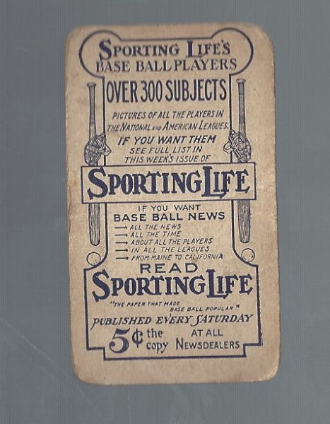 1911 M116 Hughes (Rochester) Sporting Life Baseball Card