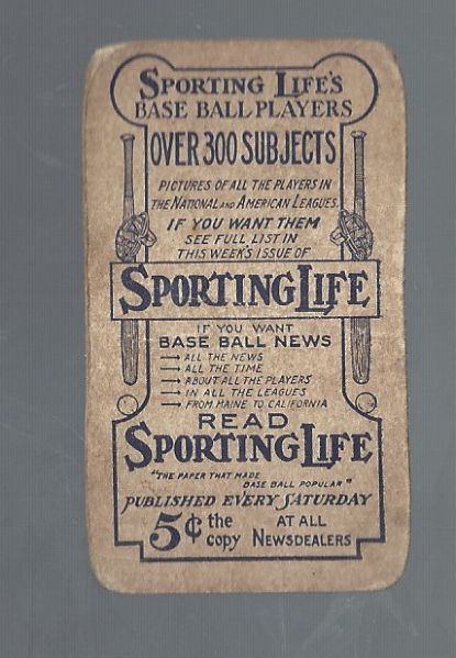 1911 M116 Pfeffer (Chicago - NL) Sporting Life Baseball Card
