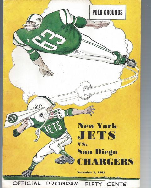 1963 NY Jets (1st Year as the Jets) Official Game Program vs the San Diego Chargers