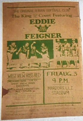C. 1970's Eddie Feigner - The King and his Court - Fastpitch Softball Legend Original Broadside