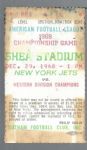 1968 AFL Championship Game Ticket Stub @ Shea Stadium 