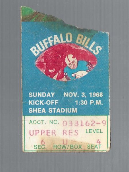 1968 NY Jets vs Buffalo (AFL) Regular Season Ticket Stub 