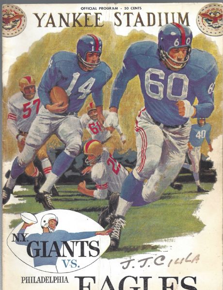 1961 NY Giants (NFL) vs Philadelphia Eagles Football Program # 2