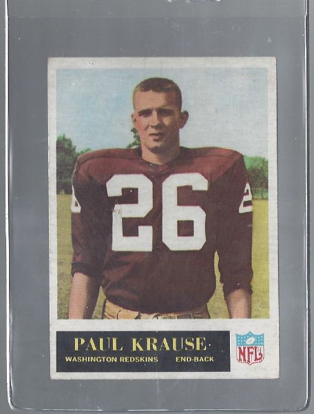 1965 Paul Krause (HOF) Philadelphia Gum Football Card