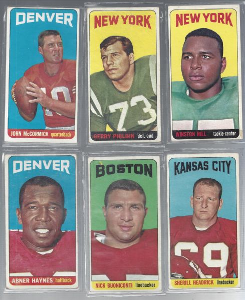 1965 Topps Football Cards (Big Boys) Better Grade Lot of (6)