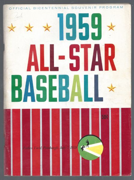 1959 MLB All-Star Game Official Program at Pittsburgh 