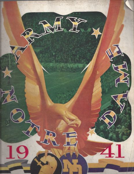1941 Notre Dame vs Army College Football program with (3) Clipped Pages