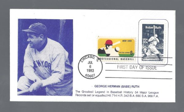 1983 Babe Ruth (HOF) 1st Day Issue Cachet with Stamps