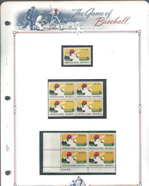 1969 Baseball Centennial - The Game of Baseball - Sheet of (9) Pristine Stamps 