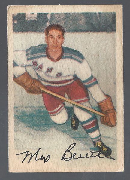1954 Max Bentley (NY Rangers) Parkhurst Hockey Card