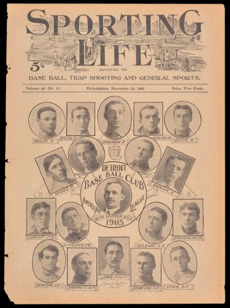 1905 Detroit Tigers Sporting Life Composite Front Cover with Rookie Ty Cobb