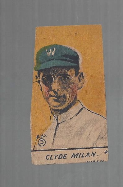 1920's W516 Baseball Strip Card - Clyde Milan - Hand Cut