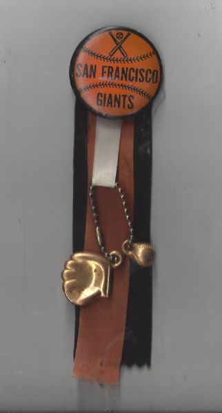 C. Early 1960's SF Giants San Francisco Giants Stadium Pin with Dangling Charms & Ribbon