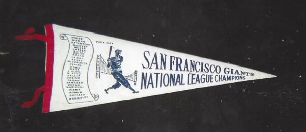 1962 SF Giants National League Champions Player Scroll Pennant