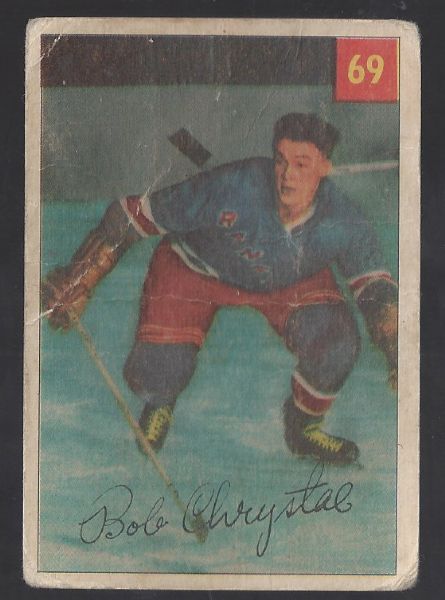 1954 - 55 Parkhurst Hockey Card - Bob Chrystal- HOF (New York Rangers)