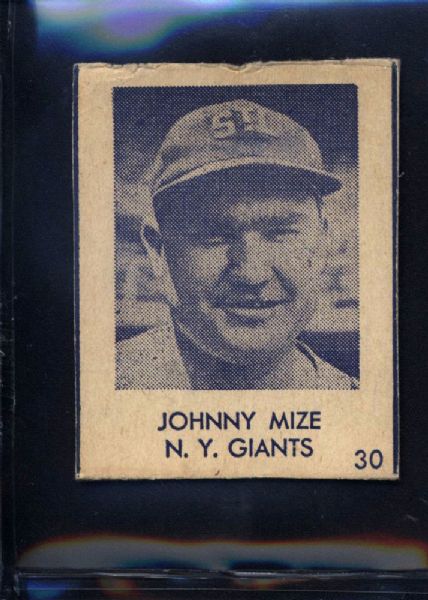 1948 Johnny Mize (HOF - NY Giants) Blue Tint Card